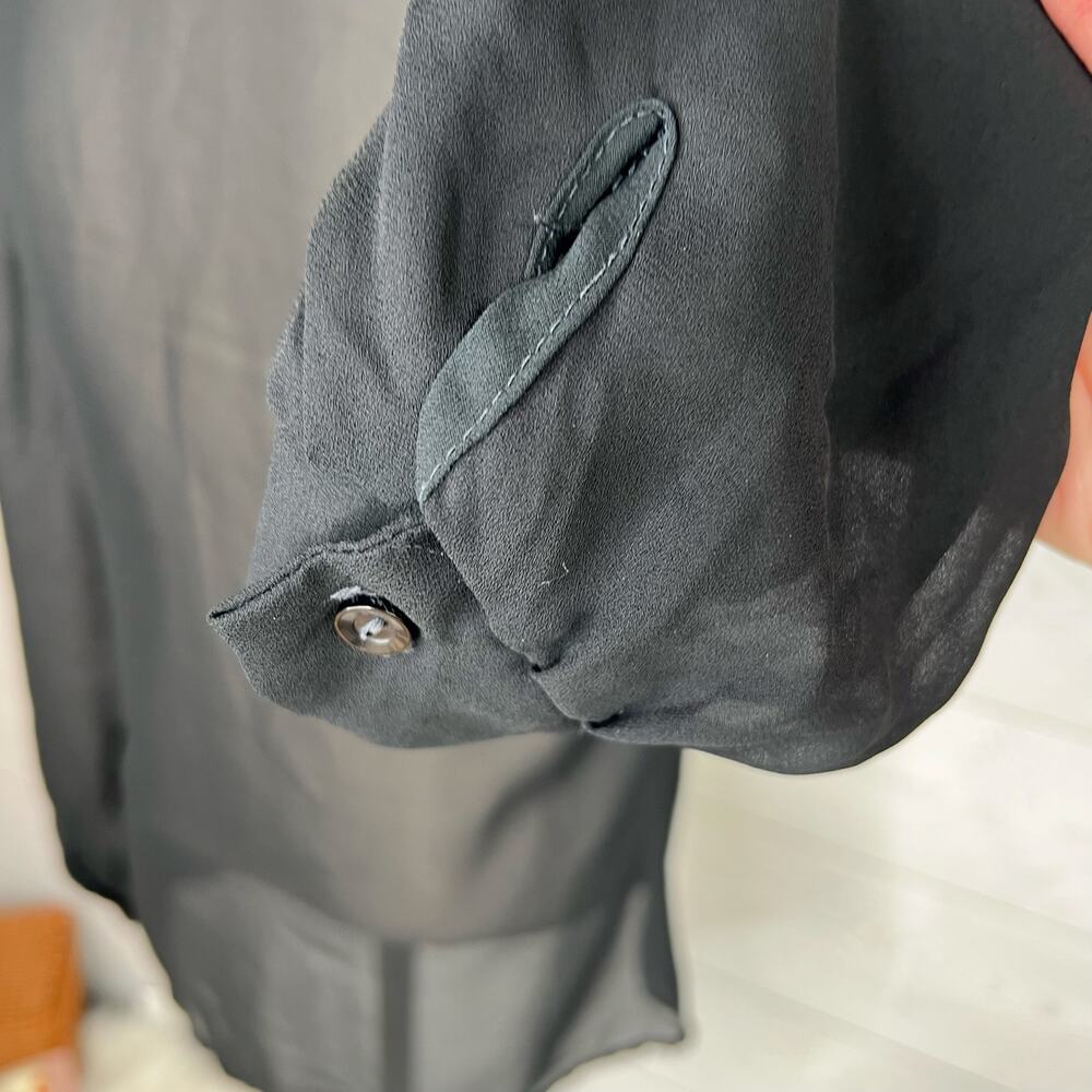 Stitches by Marjorie de Martino 80’s black sheer button up blouse size 9 - Picture 4 of 6